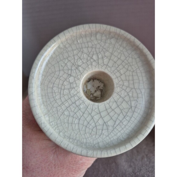 Modern Crazed Glazed Set Of 2 Candle Holders Cream Colored - Picture 9 of 13